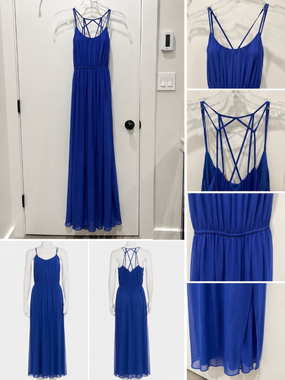 Rebecca Taylor Love Story Cobalt Blue Silk Maxi Dress | Strappy Open Back